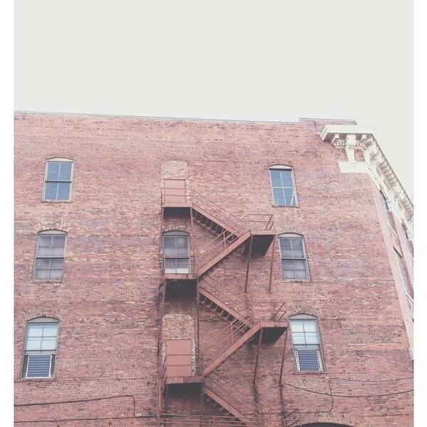 Old Art Print featuring the photograph #oldbuilding #brick #fireescape by Jennifer Campbell