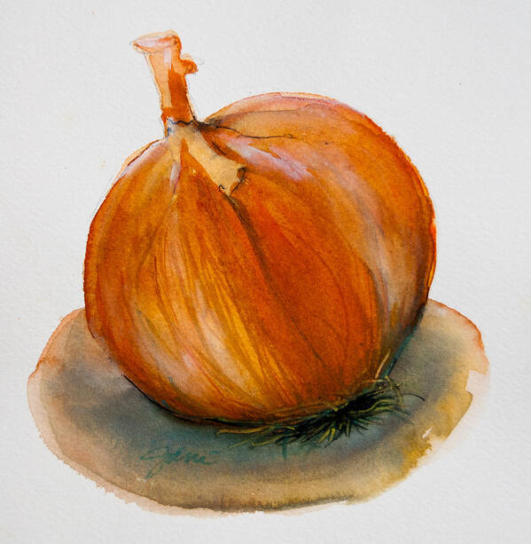 Food Art Print featuring the painting Onion Study by Jani Freimann