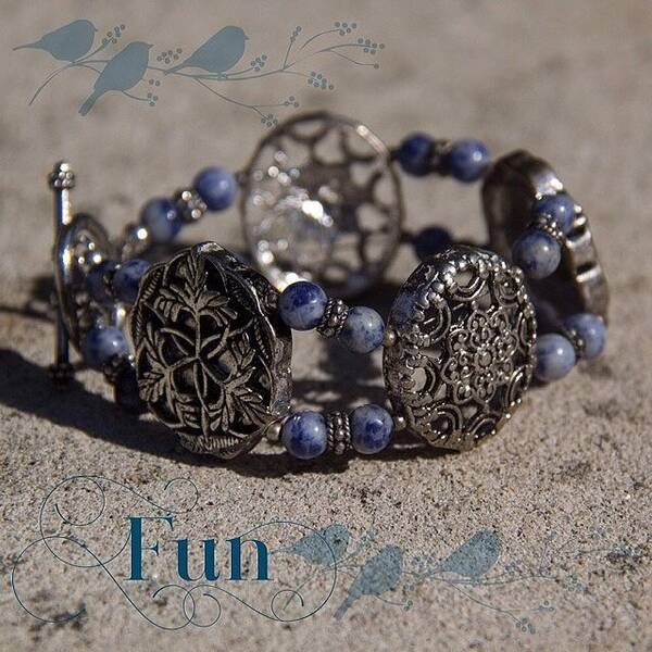 Blue Art Print featuring the photograph #ontheblogtoday What A Fun Bracelet! by Teresa Mucha