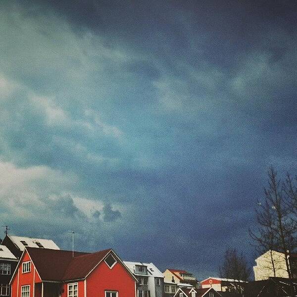 Buildings Art Print featuring the photograph #orange #house ♡ ... #darkclouds by Linandara Linandara