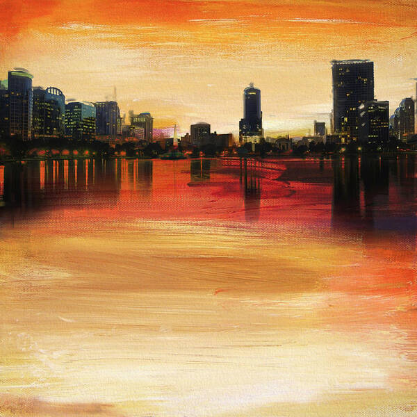 Orlando Art Print featuring the painting Orlando City Skyline by Corporate Art Task Force