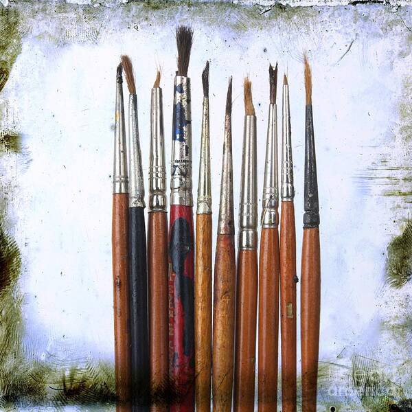 Studio Shot Art Print featuring the photograph Paintbrushes by Bernard Jaubert