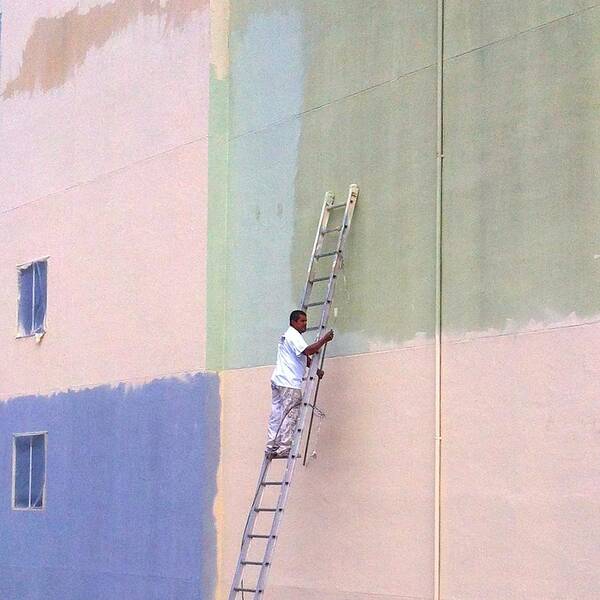 #ladder #painter #wall #pastel Art Print featuring the photograph Painter by Julie Gebhardt