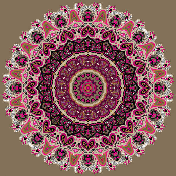 Mandala Art Print featuring the digital art Paisley Hearts by Joy McKenzie