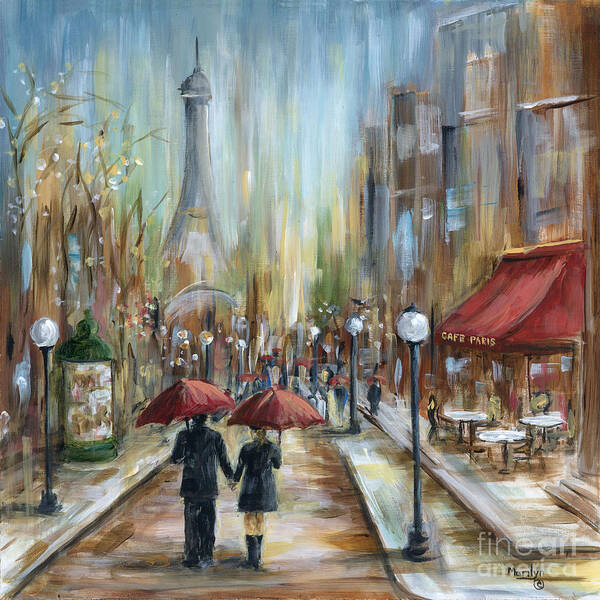 Paris Art Print featuring the painting Paris Lovers Ill by Marilyn Dunlap
