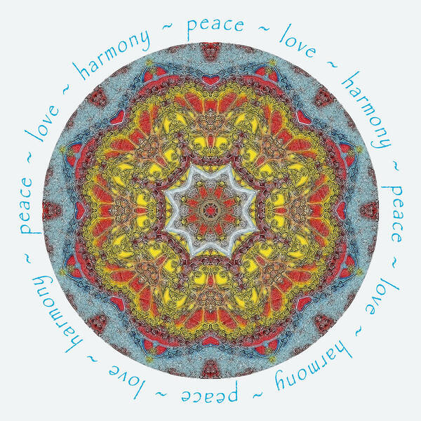 Mandala Art Print featuring the photograph Peace Love Harmony Mandala by Beth Venner