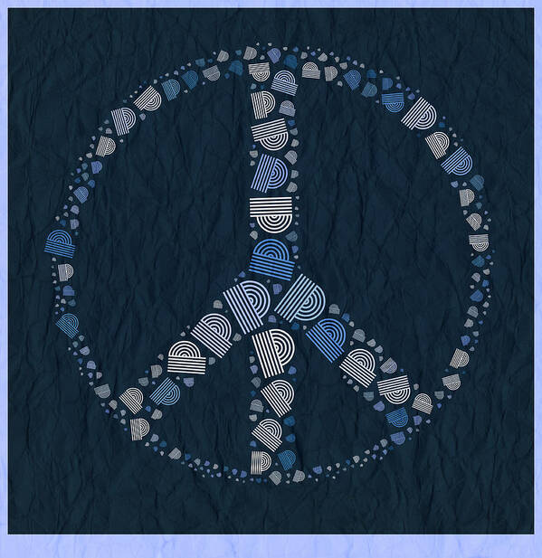 blue Peace Art Print featuring the digital art Peace Symbol Design - bld01t01  by Variance Collections