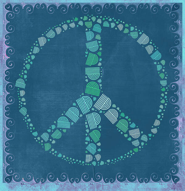 Blue Art Print featuring the digital art Peace Symbol Design - tq19at02 by Variance Collections