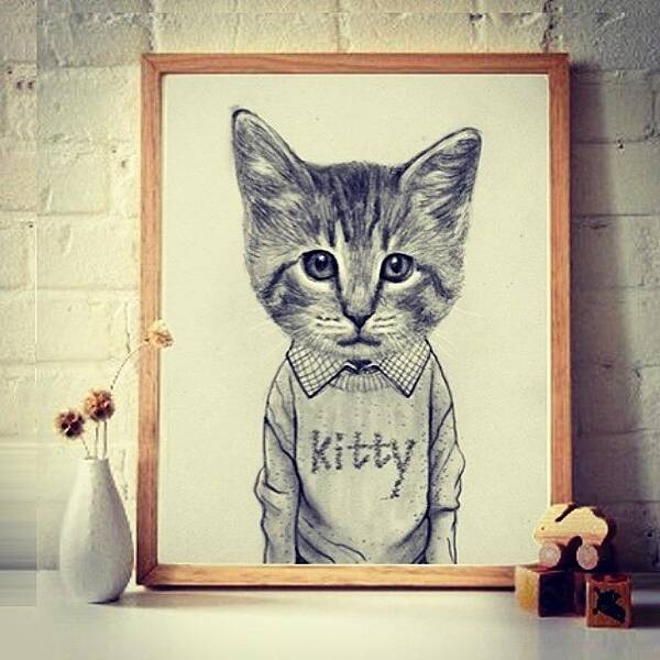  Art Print featuring the photograph Pencil Drawing Pets Cat by Wind Z
