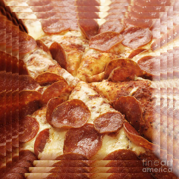 Food Art Print featuring the photograph Pepperoni Pizza 25 Pyramid by Andee Design