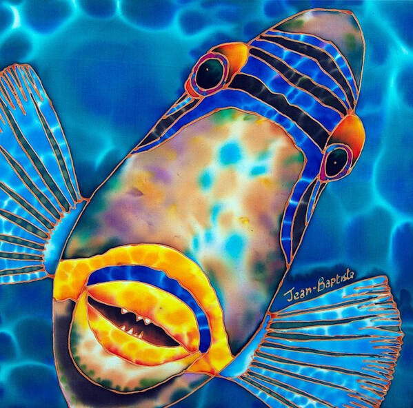Diving Art Print featuring the painting Picasso Triggerfish by Daniel Jean-Baptiste