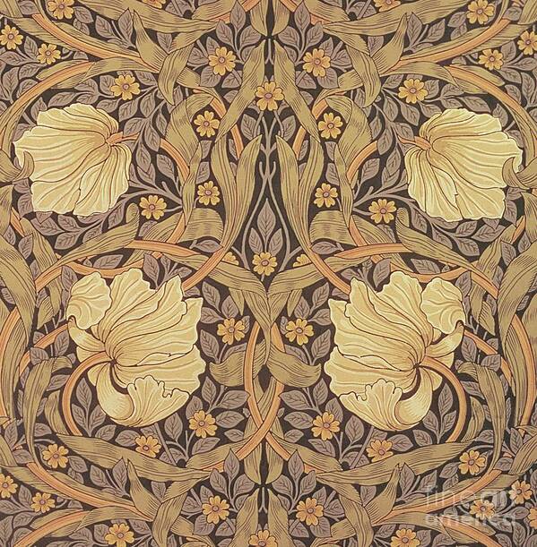 Pattern Art Print featuring the tapestry - textile Pimpernel wallpaper design by William Morris by William Morris