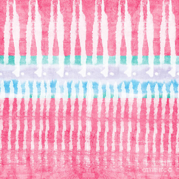 Abstract Art Print featuring the painting Pink and Blue Tie Dye by Linda Woods