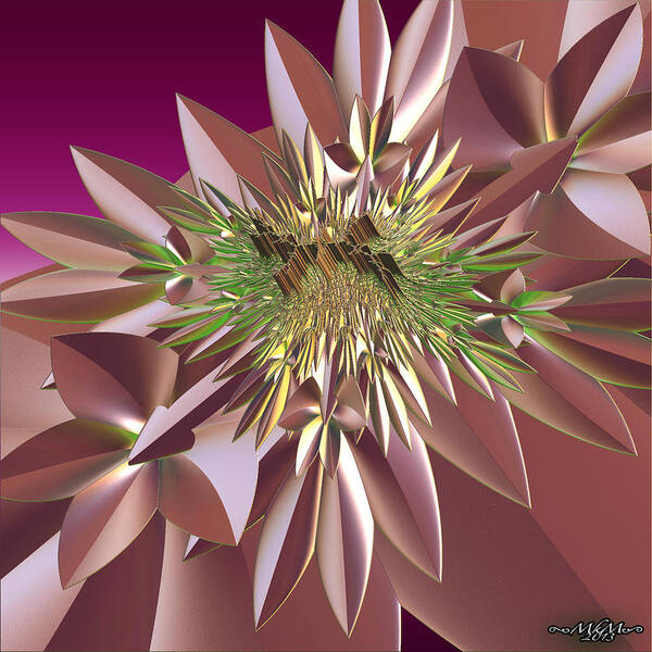 Fractal Art Print featuring the digital art Pink Flowers by Melissa Messick