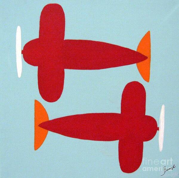 Kids Art Art Print featuring the painting Planes by Graciela Castro