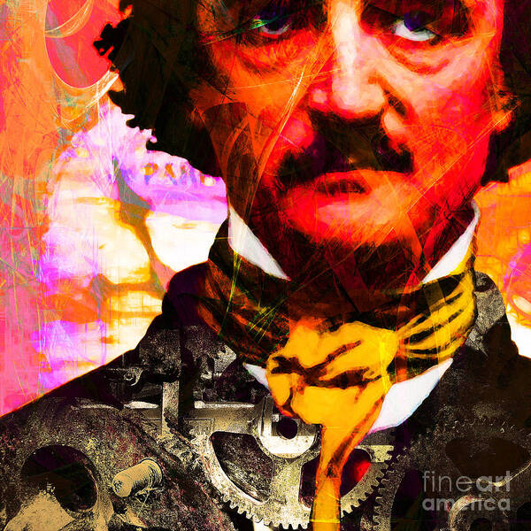 People Art Print featuring the photograph Poe Industries Steampunk Machines Patent Pending 20140518 square v4 by Wingsdomain Art and Photography