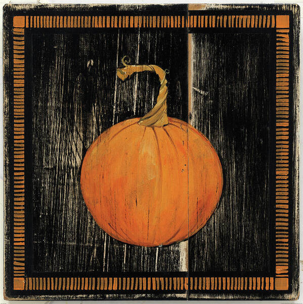 Black Art Print featuring the painting Polka Dot Pumpkin I by Wild Apple Portfolio