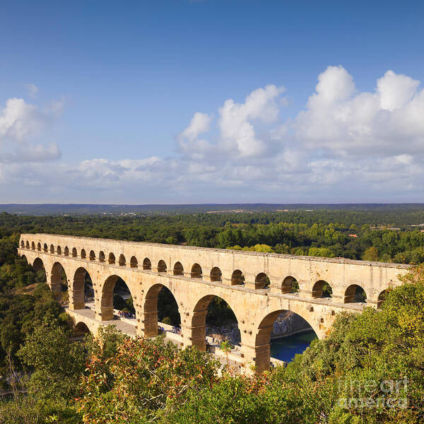 Antiquity Art Print featuring the photograph Pont du Gard Roman Aqueduct Languedoc Roussillon France by Colin and Linda McKie