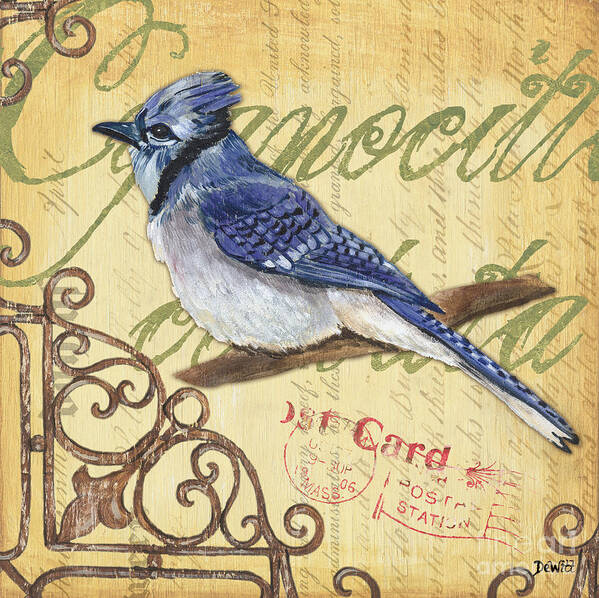 Blue Jay Art Print featuring the painting Pretty Bird 4 by Debbie DeWitt