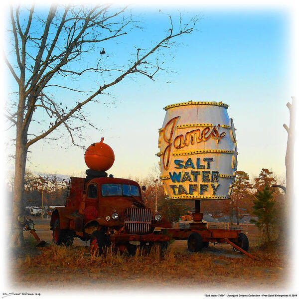 Service Station Trucks Art Print featuring the digital art Pumpkin Truck and Salt Water Taffy by K Scott Teeters