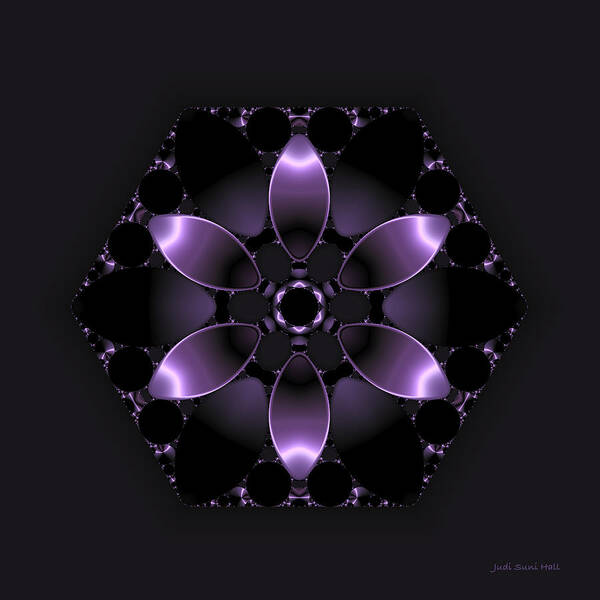 Abstract Art Print featuring the digital art Purple Fantasy Flower by Judi Suni Hall