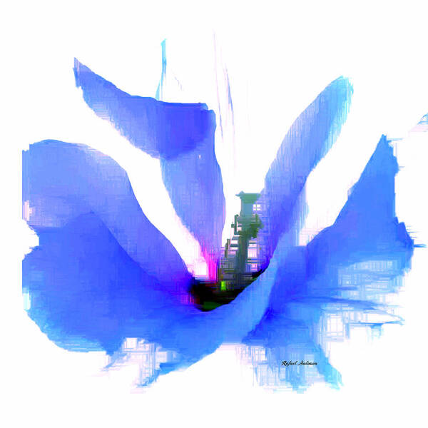 Blue Art Print featuring the digital art Purple Flower by Rafael Salazar