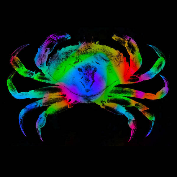Crab Art Print featuring the digital art Rainbow Crab by David Blank