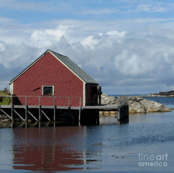 Peggy Cove Art Print featuring the photograph Red Boat House by Patricia Januszkiewicz