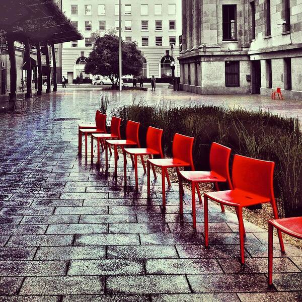  Art Print featuring the photograph Red Chairs At Mint Plaza by Julie Gebhardt