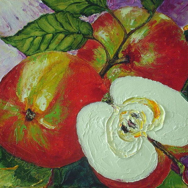 Red Art Print featuring the painting Red Johnagold Apples by Paris Wyatt Llanso
