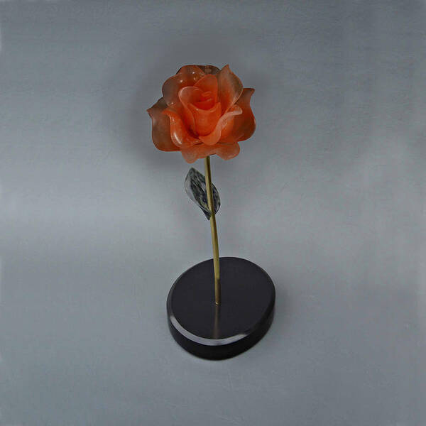Flower Art Print featuring the sculpture Red Rose by Leslie Dycke