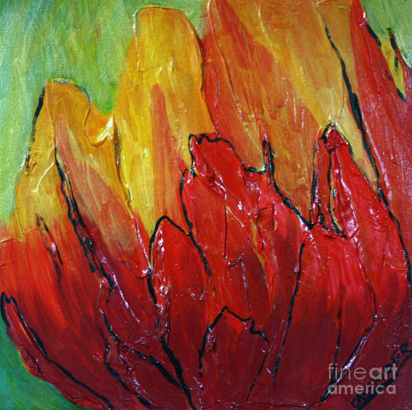 Flower Art Print featuring the painting Red Tulip by Alison Caltrider