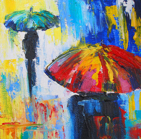 Red Art Print featuring the painting Red Umbrella by Susi Franco