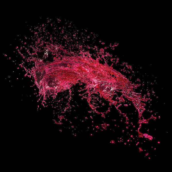 Black Background Art Print featuring the photograph Red Water Splash On Black Background by Biwa Studio