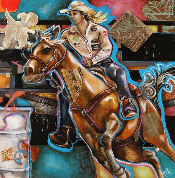 Rodeo Art Art Print featuring the mixed media Ride Baby Ride by Katia Von Kral