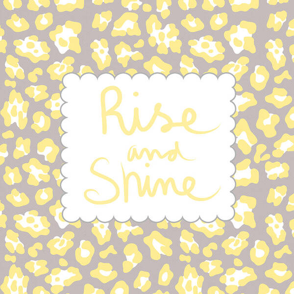 Rise And Shine Art Print featuring the mixed media Rise and Shine- yellow and grey by Linda Woods
