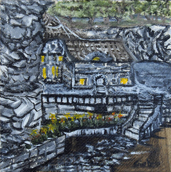 Rocks Art Print featuring the painting Rocky Cottage by Suzanne Surber