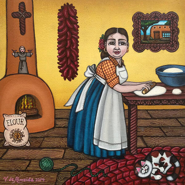Cook Art Print featuring the painting Rosas Kitchen by Victoria De Almeida