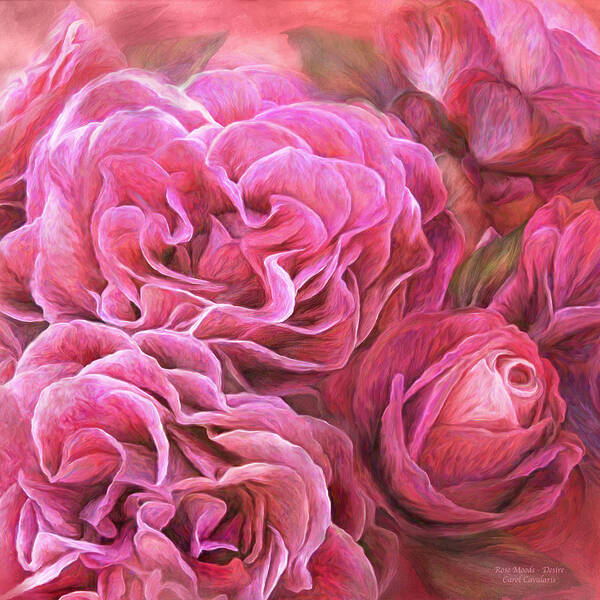 Rose Art Print featuring the mixed media Rose Moods - Desire by Carol Cavalaris