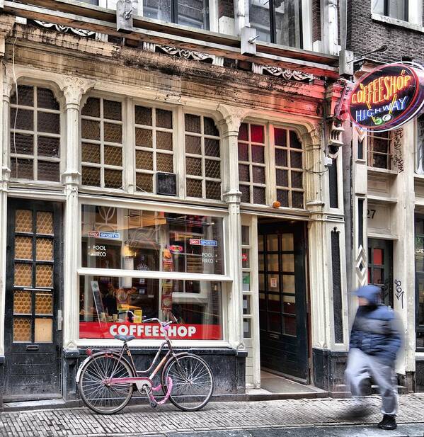 Stock Photo Art Print featuring the photograph Rushing Past The Amsterdam Kafe, Coffeshop Highway by Mick Flynn