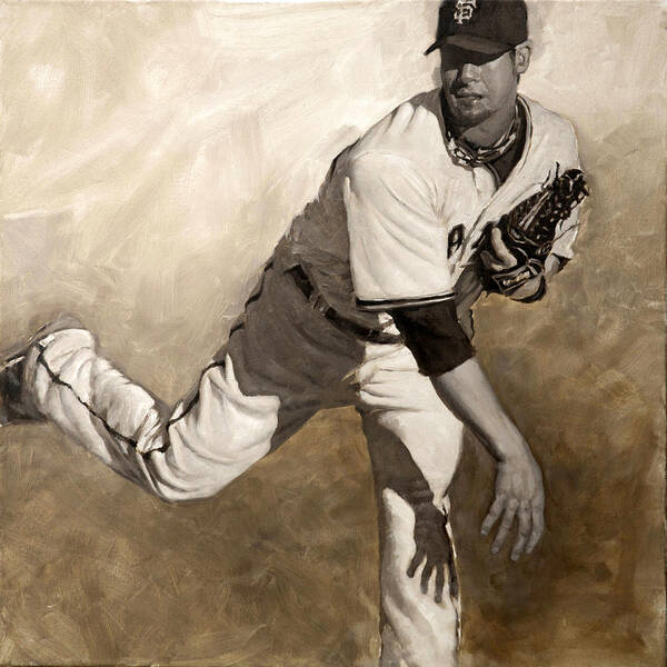 Ryan Vogelsong Art Print featuring the painting Ryan Vogelsong Perseverence by Darren Kerr