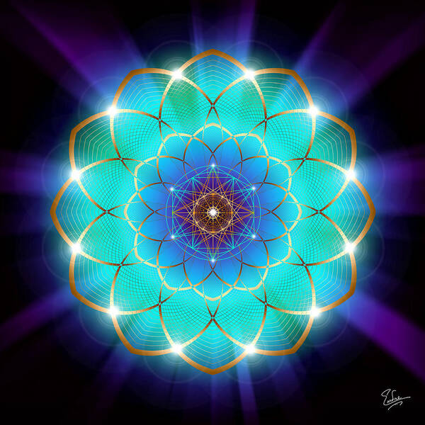 Endre Art Print featuring the digital art Sacred Geometry 209 by Endre Balogh