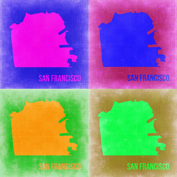 San Francisco Map Art Print featuring the painting San Francisco Pop Art Map 2 by Naxart Studio