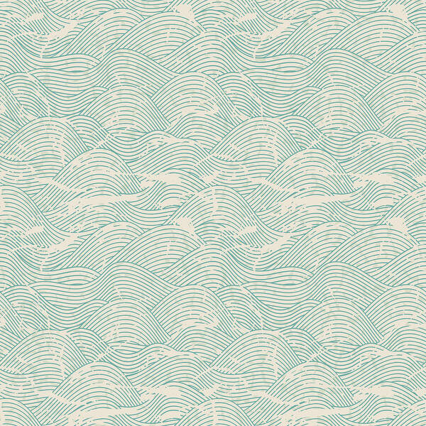 Material Art Print featuring the digital art Seamless Wave Pattern In Blue And White by Incomible