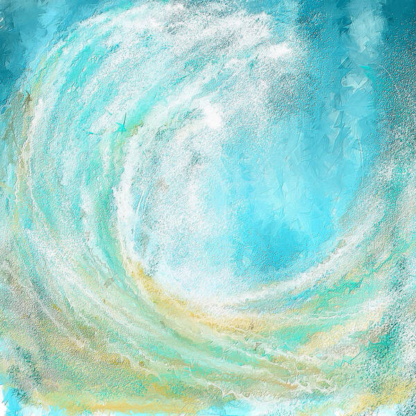 Seascapes Abstract Art Print featuring the painting Seascapes Abstract Art - Mesmerized by Lourry Legarde