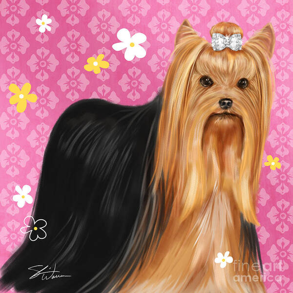 Dog Art Print featuring the mixed media Show Dog Yorkshire Terrier by Shari Warren