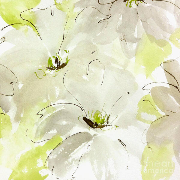 Original And Printed Watercolors Art Print featuring the painting Silver Clematis by Chris Paschke