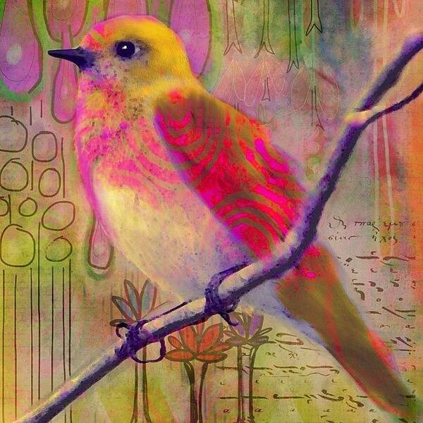 Layers Art Print featuring the photograph Sittin Pretty #birdart #mixedmediaart by Robin Mead