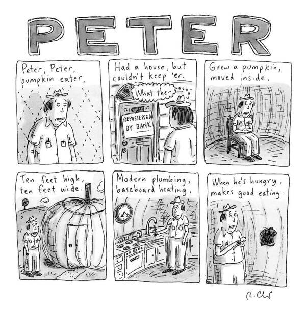 Foreclosure Art Print featuring the drawing Six Rhyming Panels About A Man Who Moves by Roz Chast