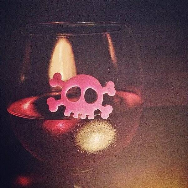 Pink Art Print featuring the photograph #skull On #delicious #wine #pink by Tonya T